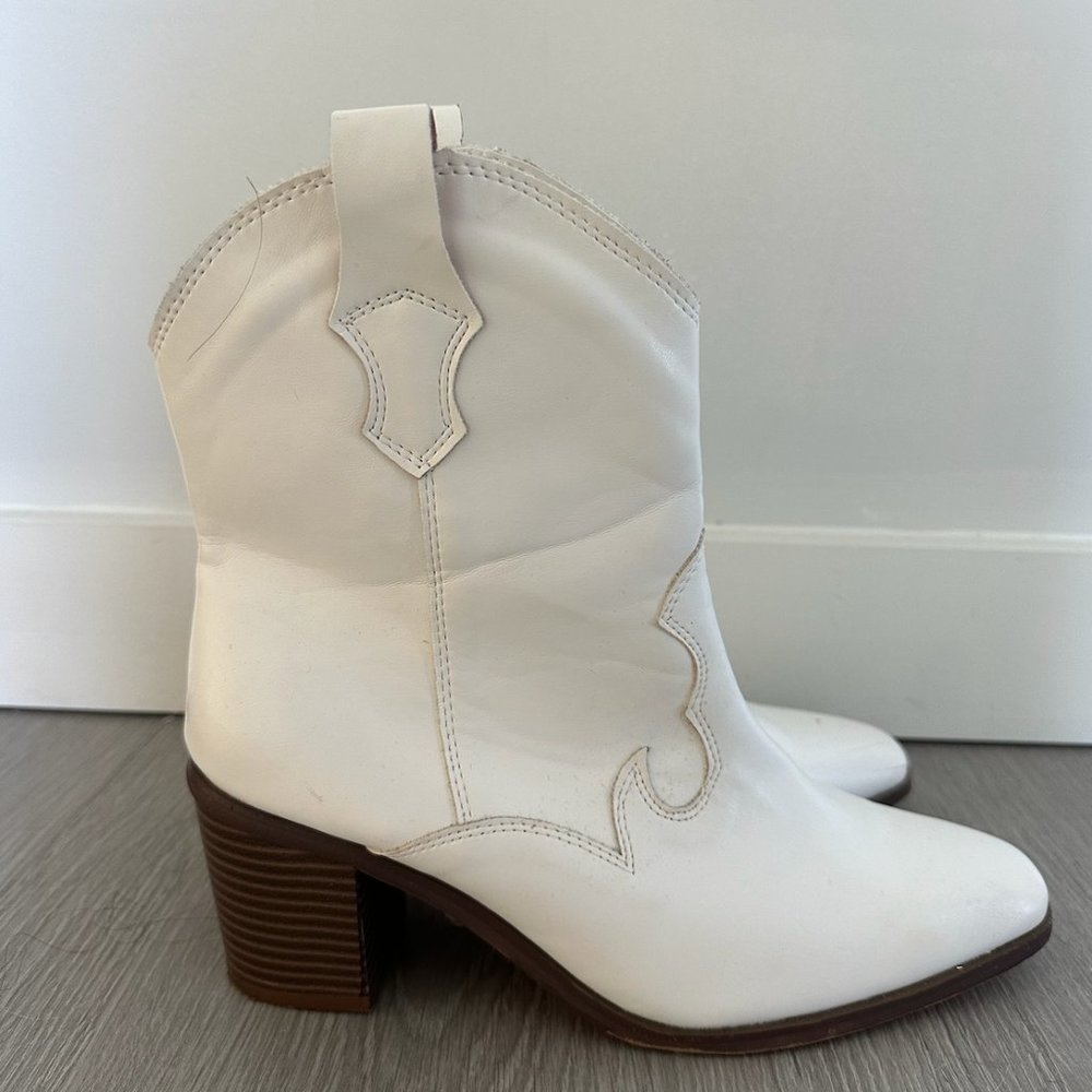 White Western Midi Cowboy Boots